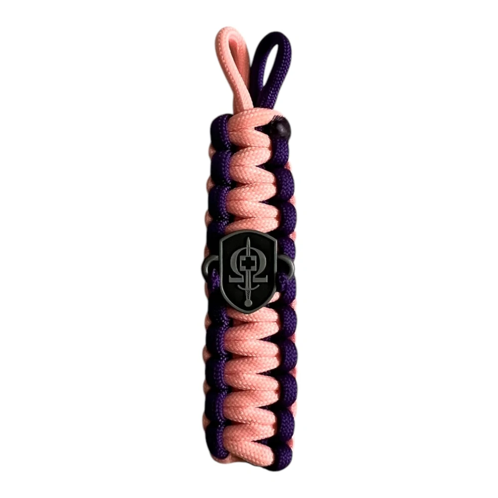 Paracord klíčenka - fialovo-růžová